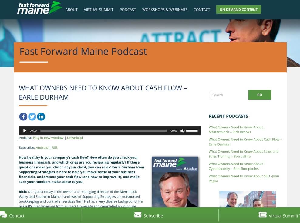 Fast Forward Maine Podcast Website - Example Website for your podcast