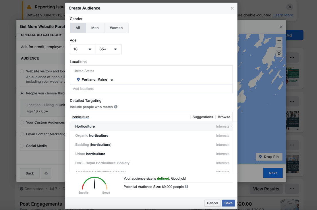 Targeting customers via Facebook Ads Manager